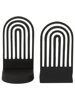 Fifty Five South Set of 2 Rubi Arched Bookends Black Outlet