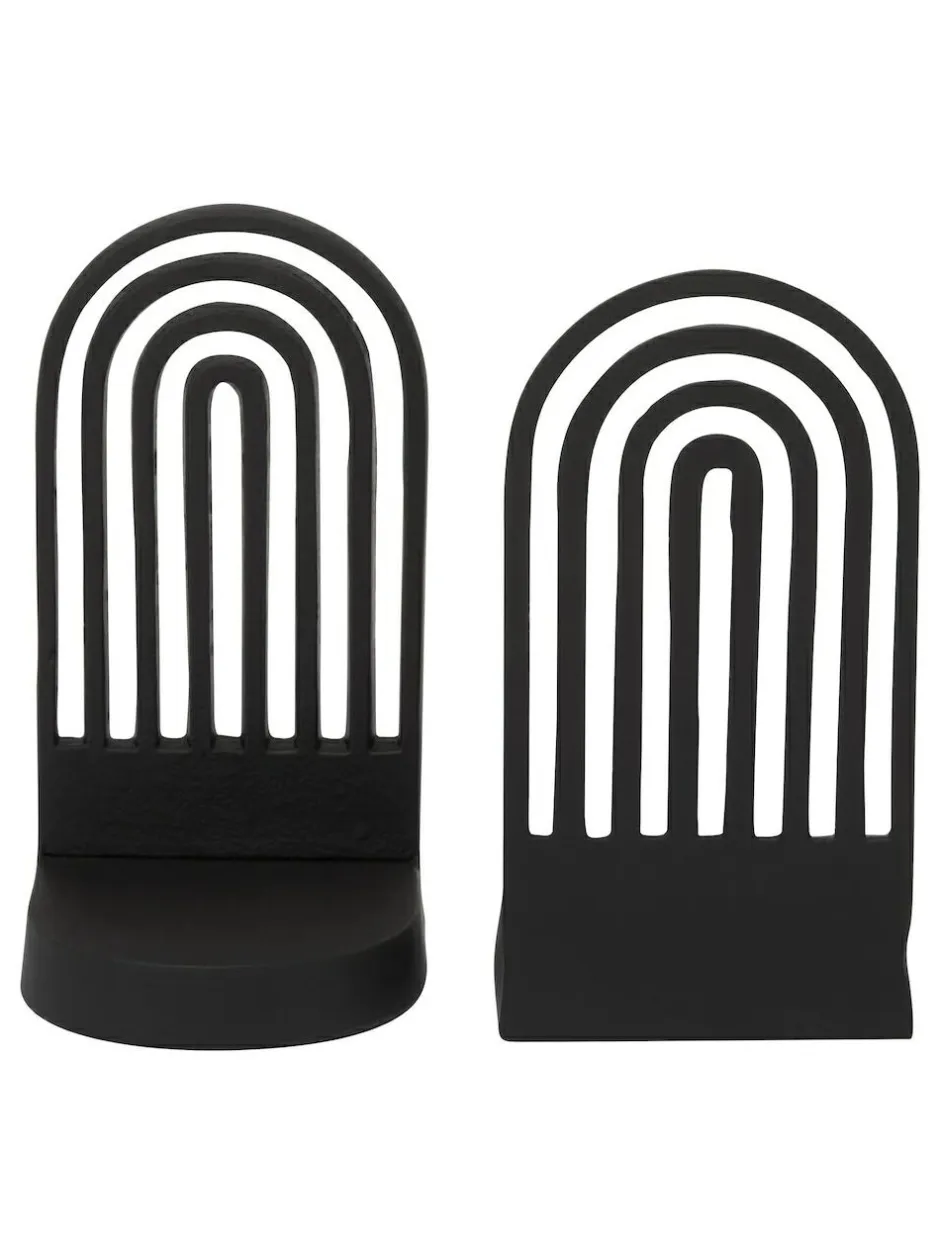 Fifty Five South Set of 2 Rubi Arched Bookends Black Outlet