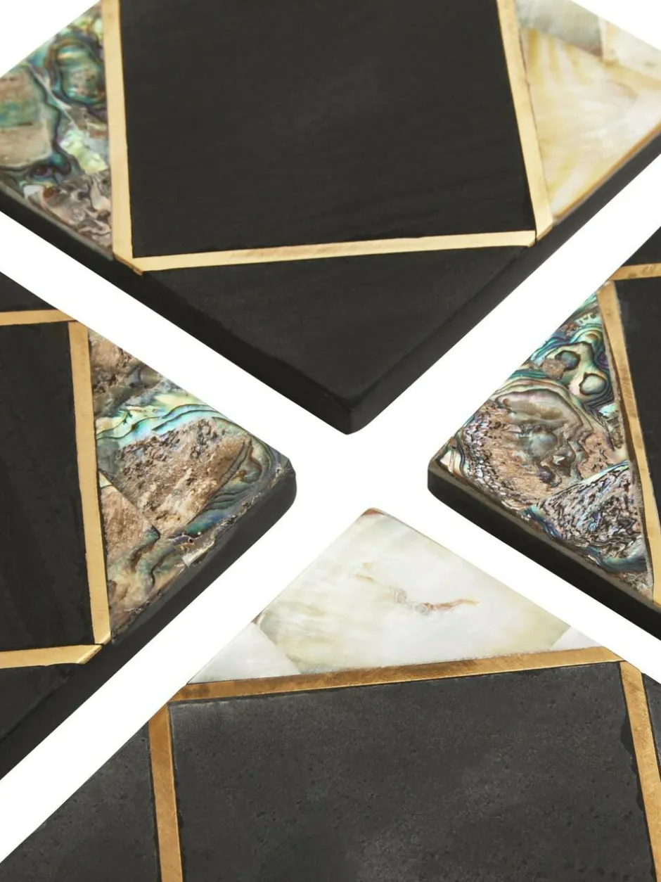 Fifty Five South Set of 4 Black/Gold Oriana Coasters Outlet