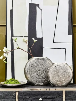 Fifty Five South Silver Small Silva Oak Effect Finish Vase Hot