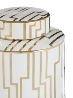 Fifty Five South White/Gold Kya Ceramic Jar with Lid Outlet