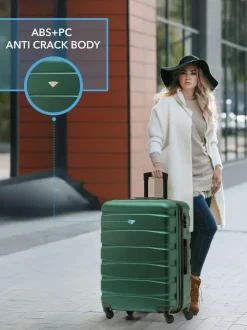 CABIN PRO Flight Knight Medium Green Check In & Small Carry On Hardcase Travel Suitcases Set Of 2 Best