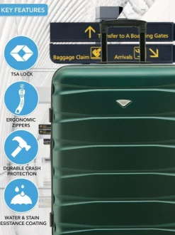 CABIN PRO Flight Knight Medium Green Check In & Small Carry On Hardcase Travel Suitcases Set Of 2 Best