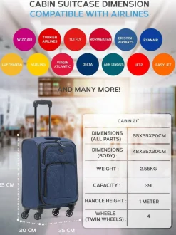 CABIN PRO Flight Knight Soft Case Carry On Suitcase Hand Luggage Blue Sale