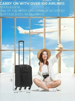 CABIN PRO Flight Knight Soft Case Carry On Suitcase Hand Luggage Black Hot
