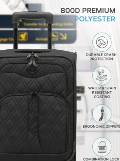 CABIN PRO Flight Knight Soft Case Carry On Suitcase Hand Luggage Black Hot