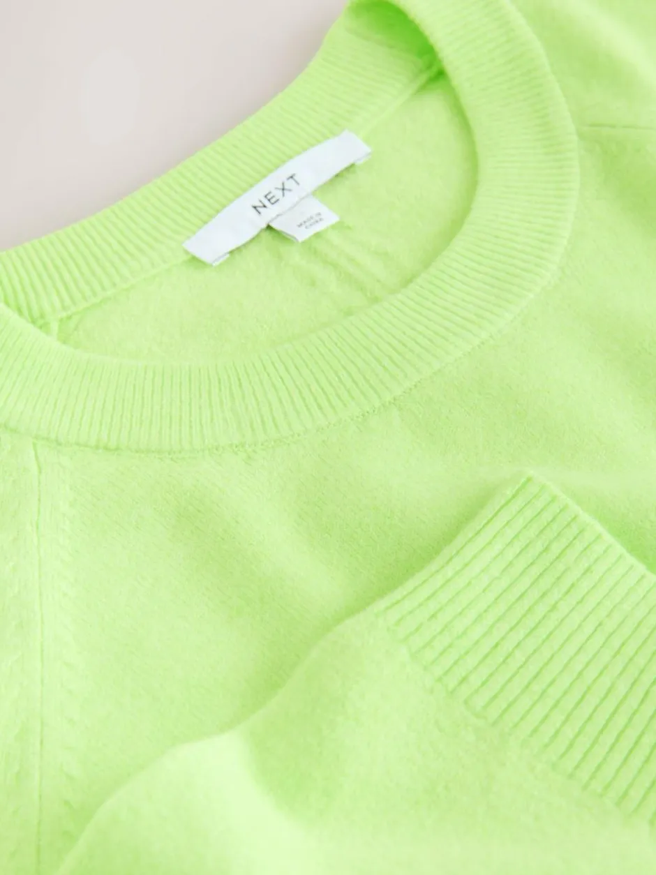 Next Fluro Green Supersoft Crew Neck Long Sleeve Jumper Outlet