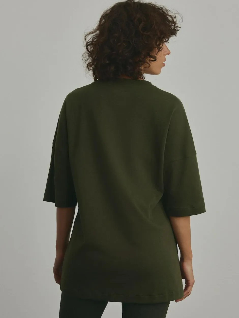 Next Forest Green Relaxed Fit Heavyweight Longline T-Shirt Best