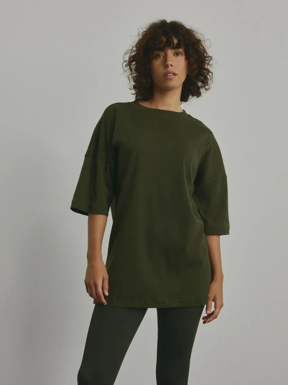 Next Forest Green Relaxed Fit Heavyweight Longline T-Shirt Best