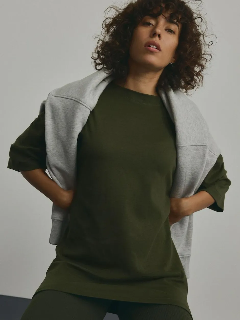 Next Forest Green Relaxed Fit Heavyweight Longline T-Shirt Best