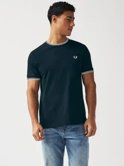 Fred Perry Black Twin Tipped Logo T-Shirt Outlet