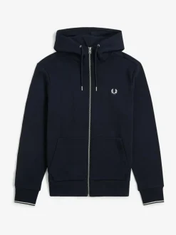 Fred Perry Navy Zip Up Hoodie Hot