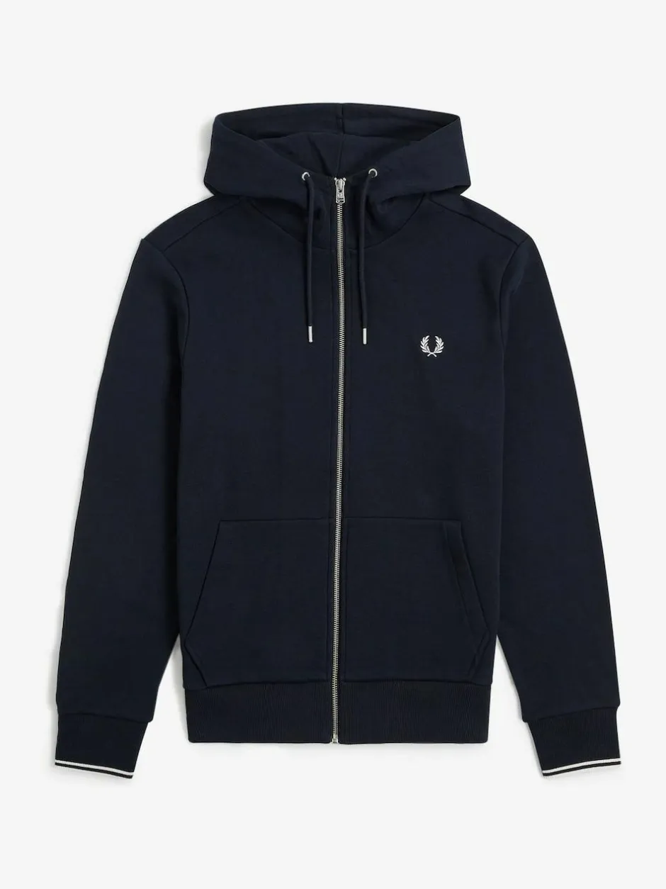 Fred Perry Navy Zip Up Hoodie Hot