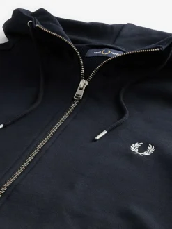 Fred Perry Navy Zip Up Hoodie Hot