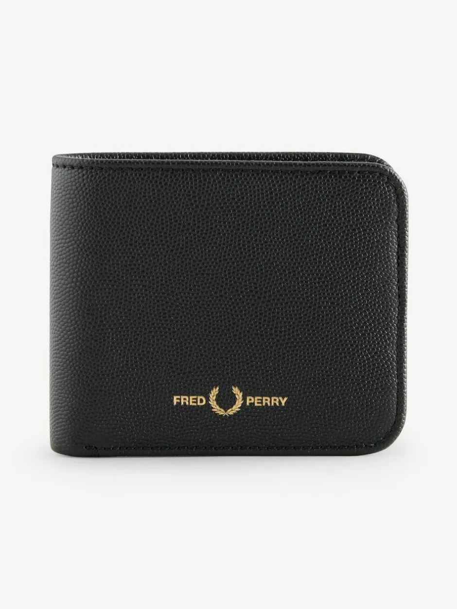 Fred Perry Scotchgrain Leather Black Wallet Hot