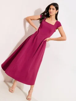 Friends Like These Square Neck Sculpting Stretch Midaxi Dress Berry Red Discount