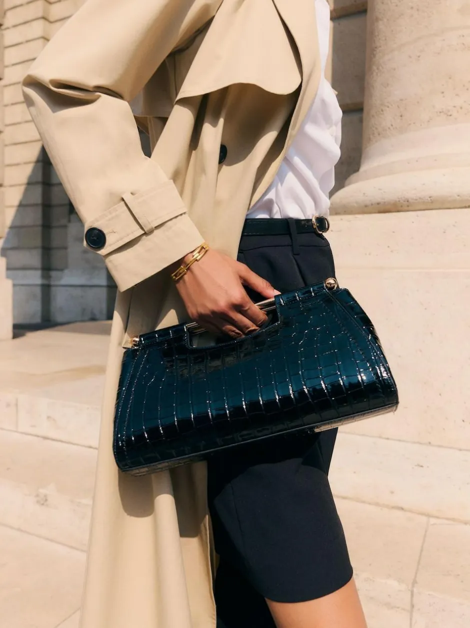 Friends Like These Black Croc Effect Grab Handle Clutch Bag Online