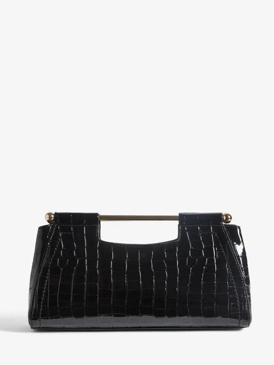 Friends Like These Black Croc Effect Grab Handle Clutch Bag Online