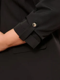 Friends Like These Curve Edge to Edge Tailored Sleeve Detail Blazer Black Online