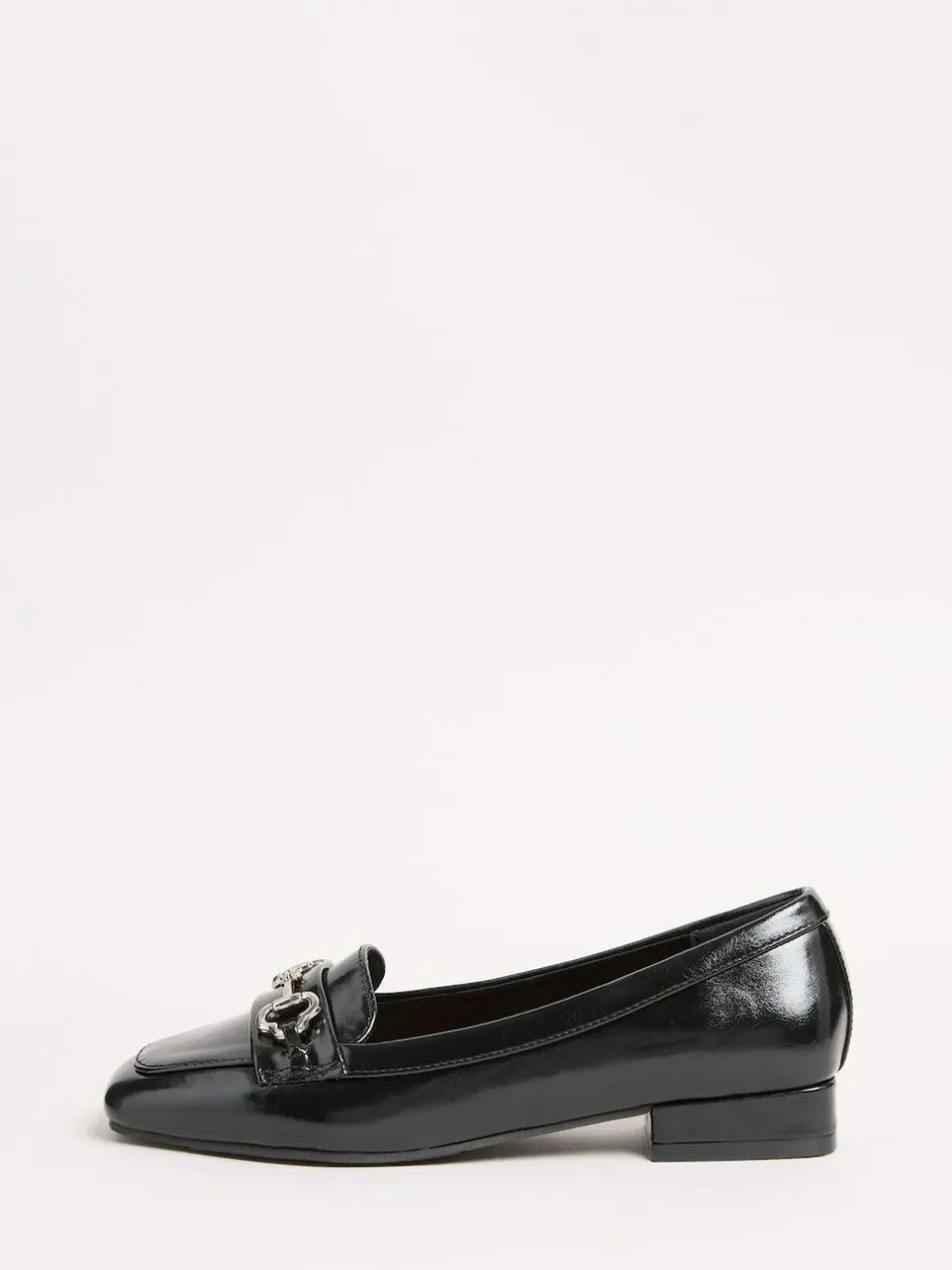Friends Like These Snaffle Square Toe Low Block Heel Comfort Faux Leather Loafer Shoes Black New