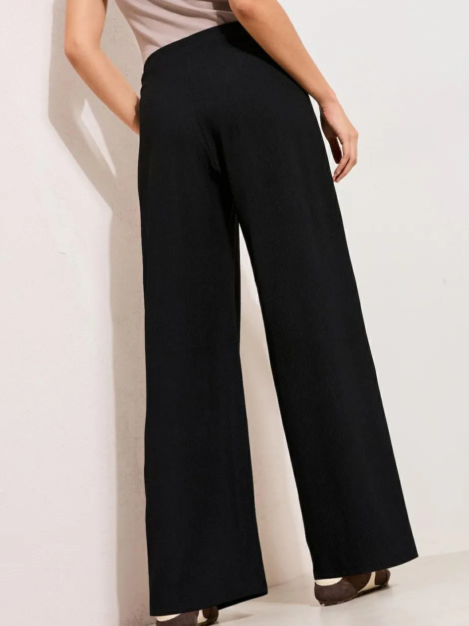 Friends Like These Petite Crinkle Jersey Wide Leg Trousers with Buckle Front Black Sale