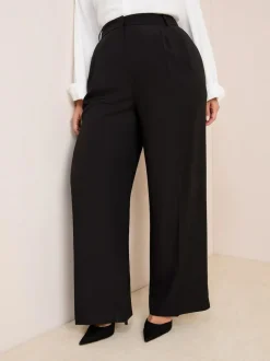 Friends Like These Curve Premium Elastic Back Tailored Wide Leg Trousers Black