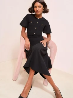 Friends Like These Military Midi Dress Black Sale