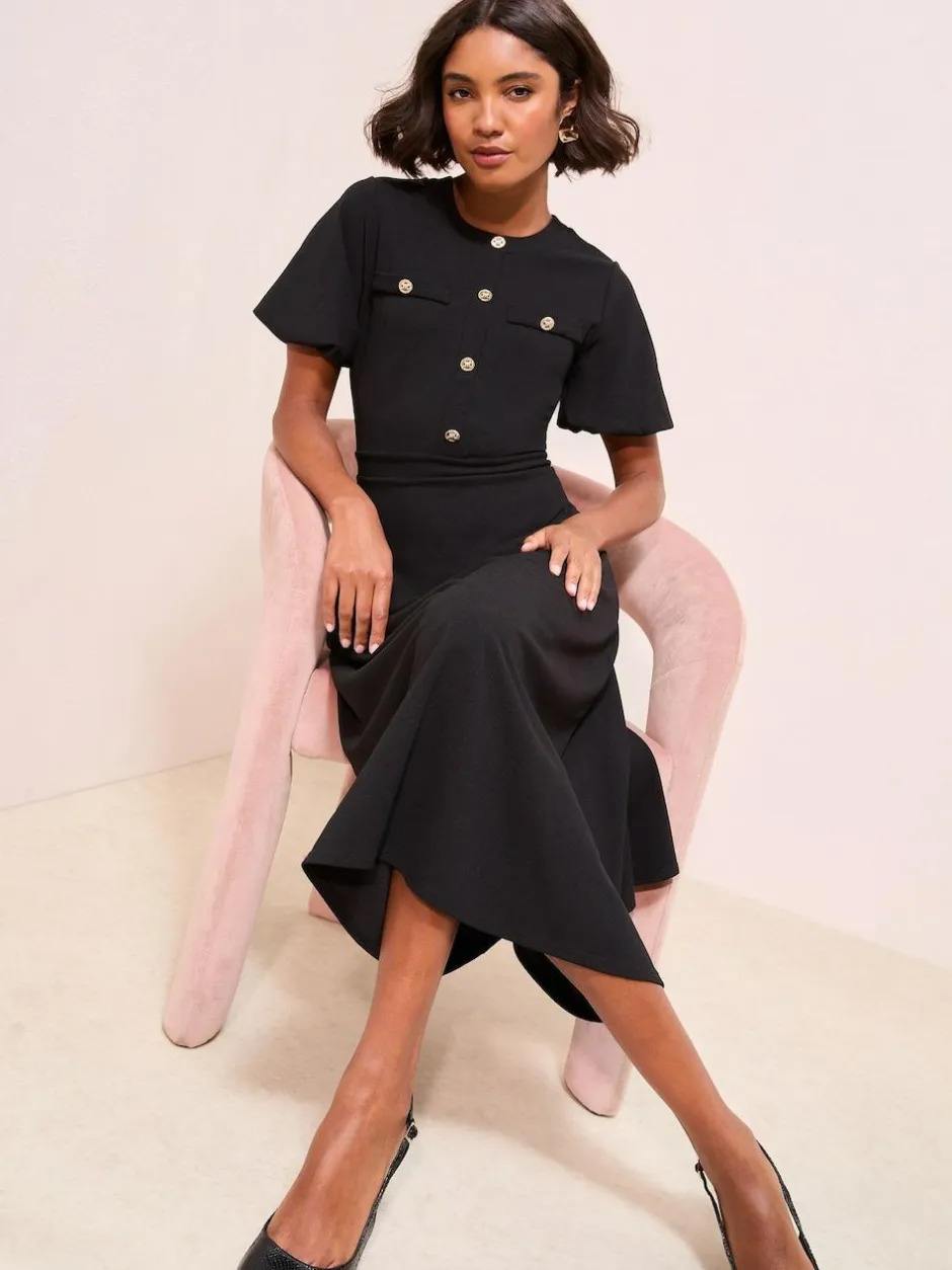 Friends Like These Military Midi Dress Black Sale