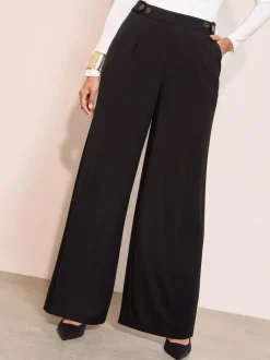 Friends Like These Adjustable Waist Premium Wide Leg Trousers Black Discount