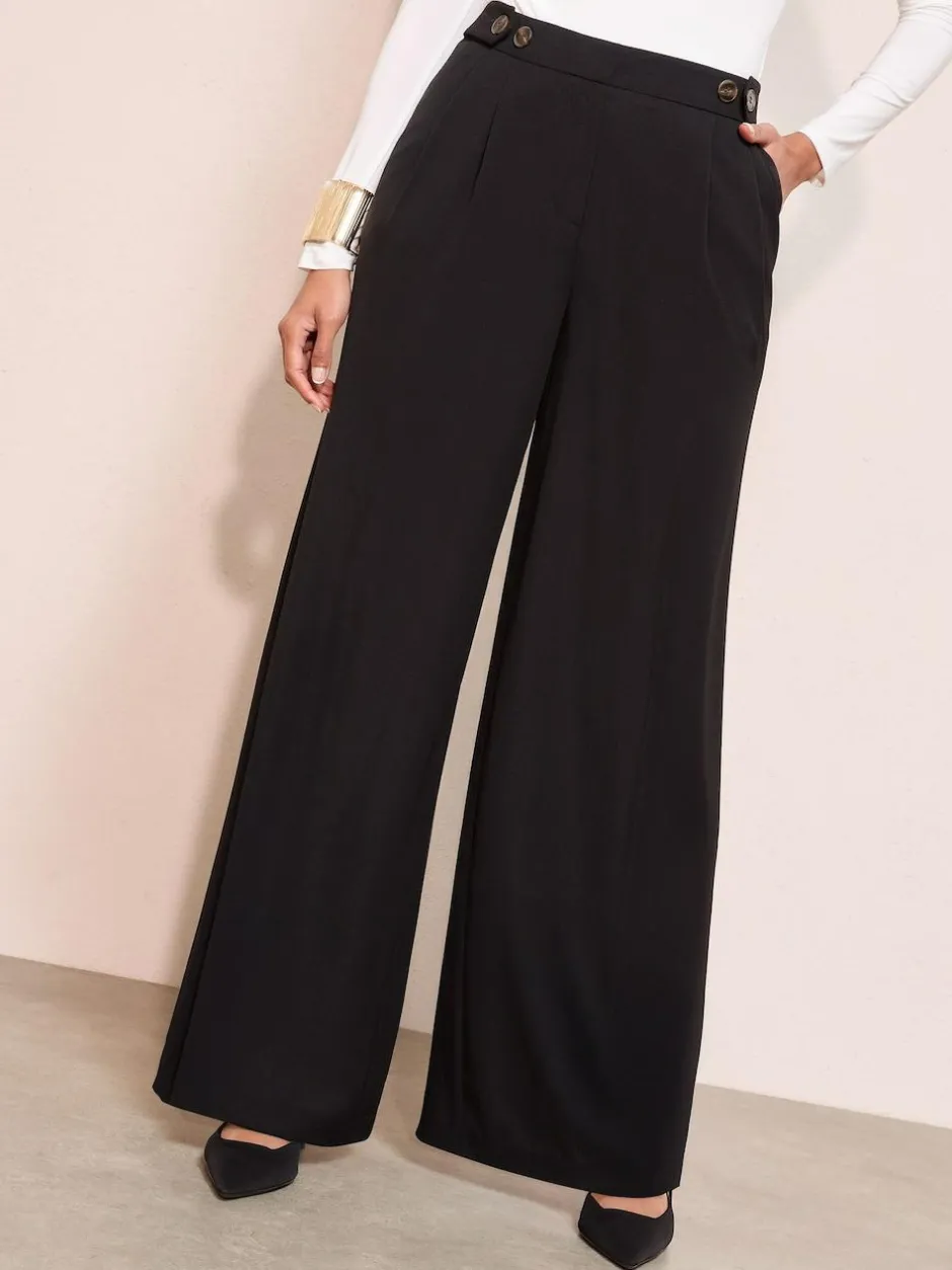 Friends Like These Adjustable Waist Premium Wide Leg Trousers Black Discount