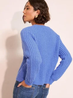 Friends Like These Crew Neck Cardigan Blue Sale