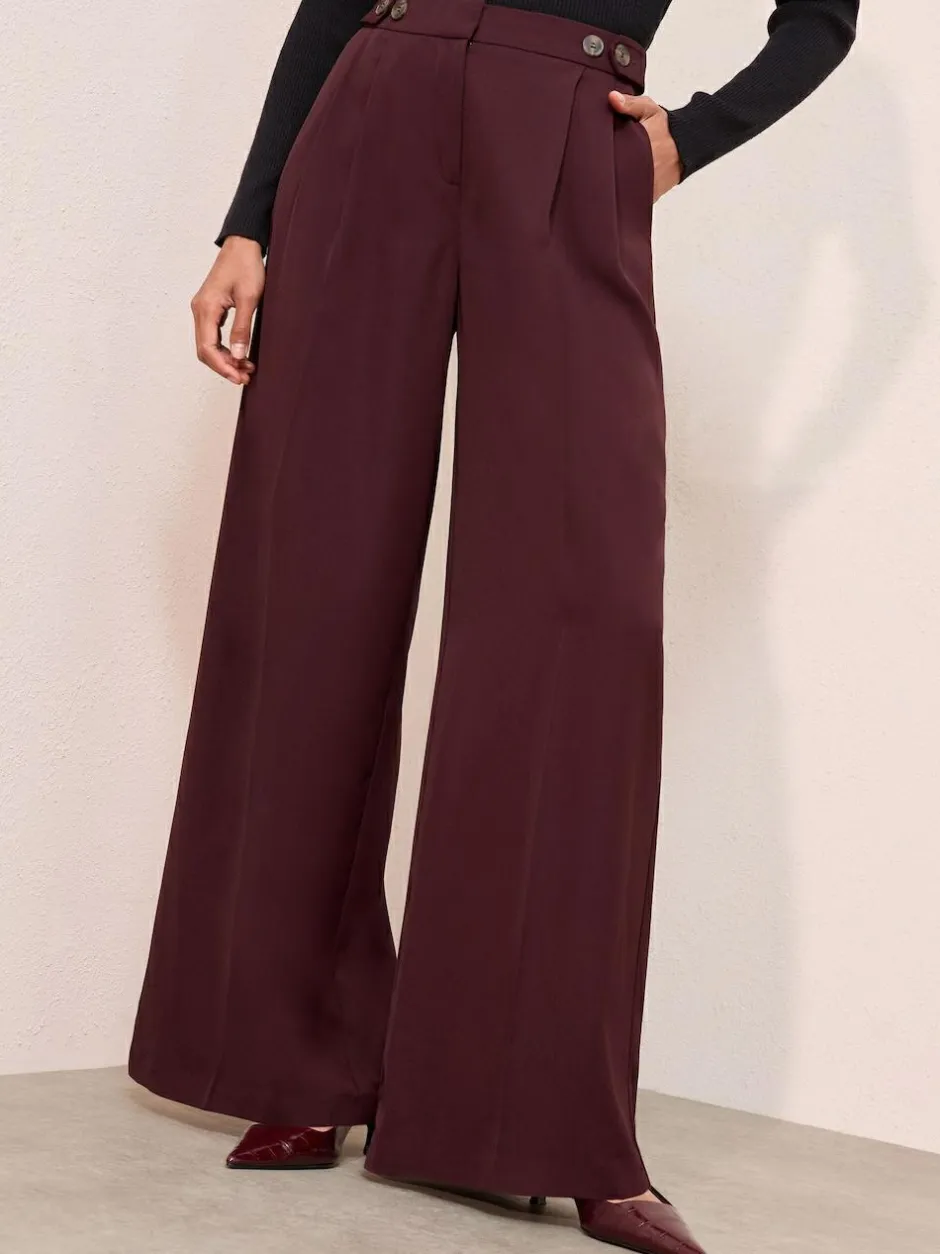 Friends Like These Adjustable Waist Premium Wide Leg Trousers Burgundy Online