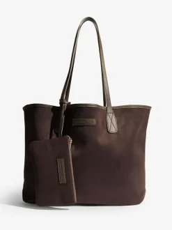 Friends Like These Faux Suede Soft Tote Bag Chocolate Brown Outlet