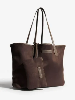 Friends Like These Faux Suede Soft Tote Bag Chocolate Brown Outlet