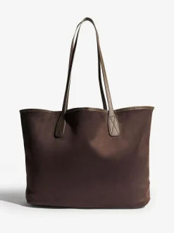 Friends Like These Faux Suede Soft Tote Bag Chocolate Brown Outlet