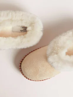 Friends Like These Faux Fur Cuff Embroidered Tape Nightwear Mule Slippers Cream Discount