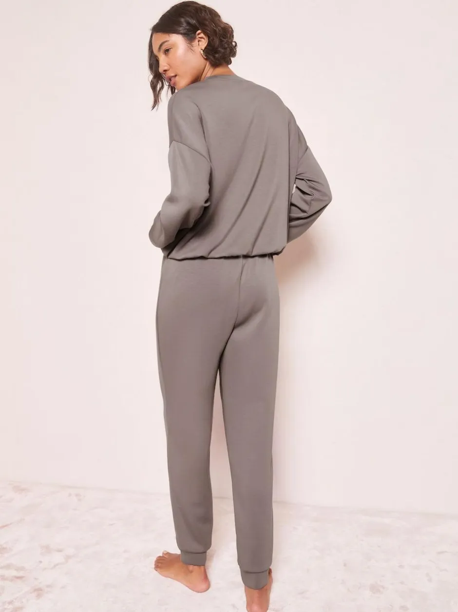 Friends Like These Premium Contrast Long Sleeve Pyjama Top Grey Outlet