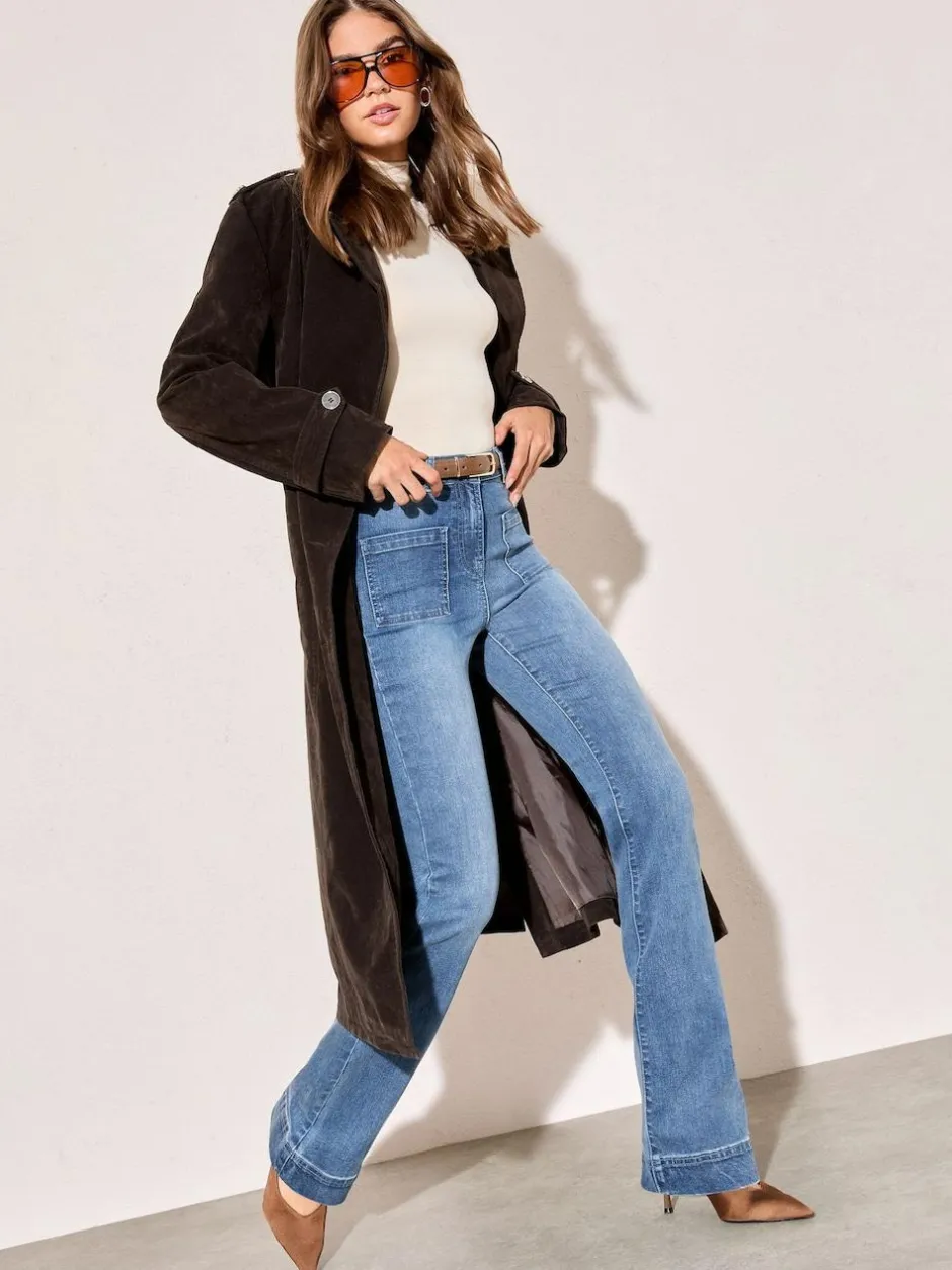 Friends Like These Mid Blue High Waist Pocket Flare Jeans Best