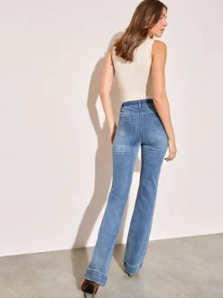 Friends Like These Mid Blue High Waist Pocket Flare Jeans Best
