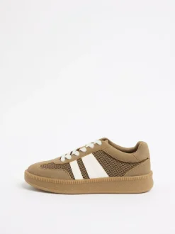 Friends Like These Mocha Brown Standard Fit Lace Up Retro Gumsole Sports Trainers Outlet