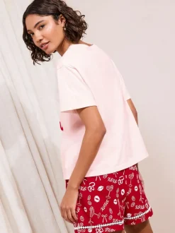 Friends Like These Pink/Red Valentines Short Set Pyjamas Discount