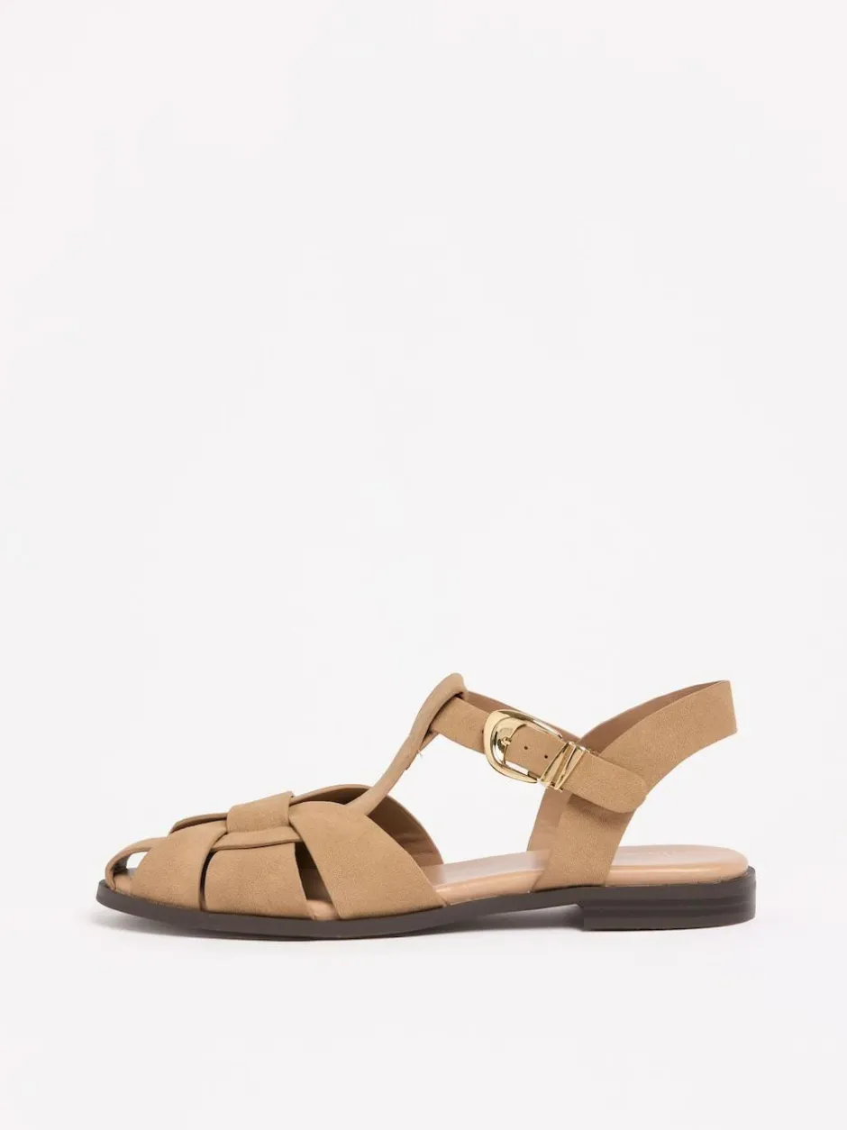 Friends Like These Taupe Faux Suede Closed Toe Flat Fisherman Casual Sandals Discount