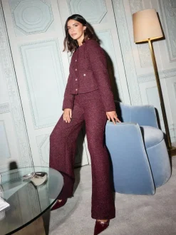 Friends Like These X Lucy Mecklenburgh Boucle Trophy Jacket Burgandy Red Online