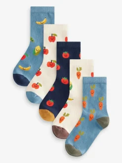 Next Fruit Vegetable Prints Character Cotton Rich Socks 5 Pack Sale