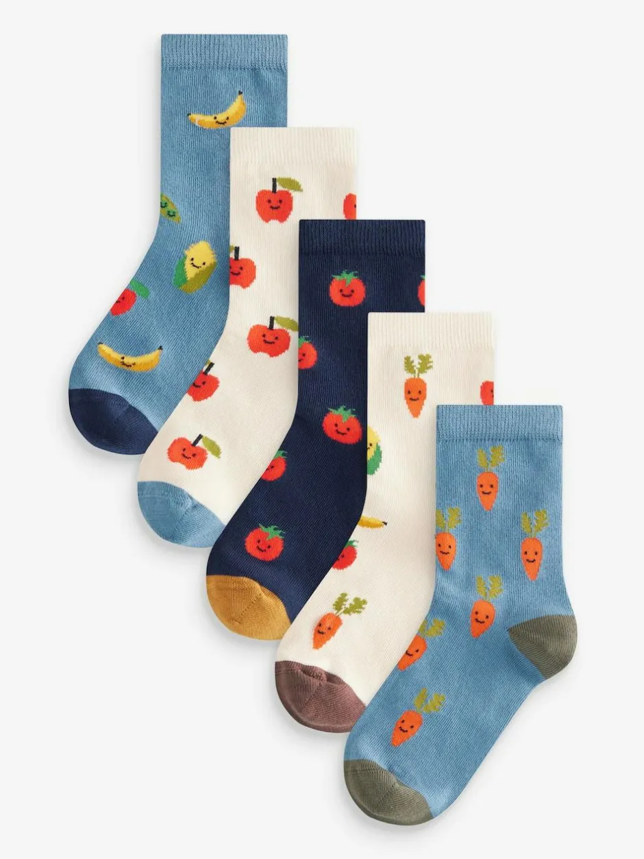 Next Fruit Vegetable Prints Character Cotton Rich Socks 5 Pack Sale