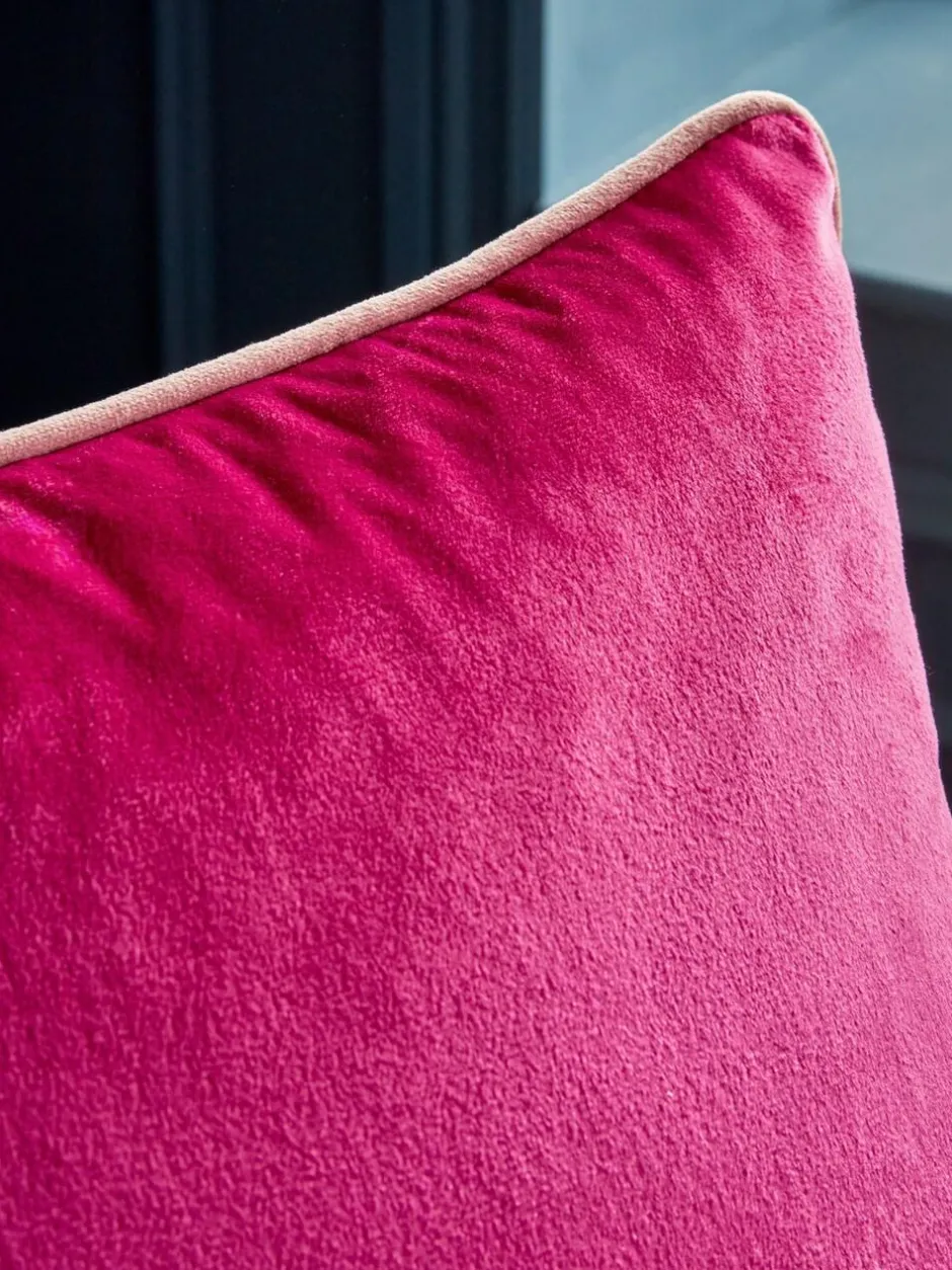 Next Fuchsia Pink Matte Velvet Contrast Pipe 50 x 50cm Cushion New