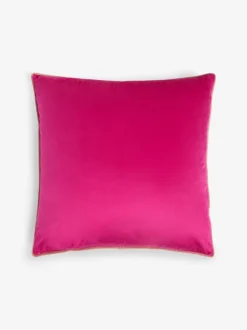 Next Fuchsia Pink Matte Velvet Contrast Pipe 50 x 50cm Cushion New