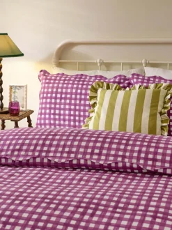 Furn Berry Pink Scalloped Edge Gingham Duvet Set Best