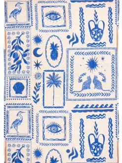 Furn Blue Frieze Abstract Outdoor/Indoor Washable Rug Clearance