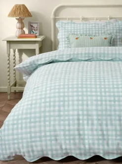 Furn Blue Scalloped Edge Gingham Duvet Set Sale